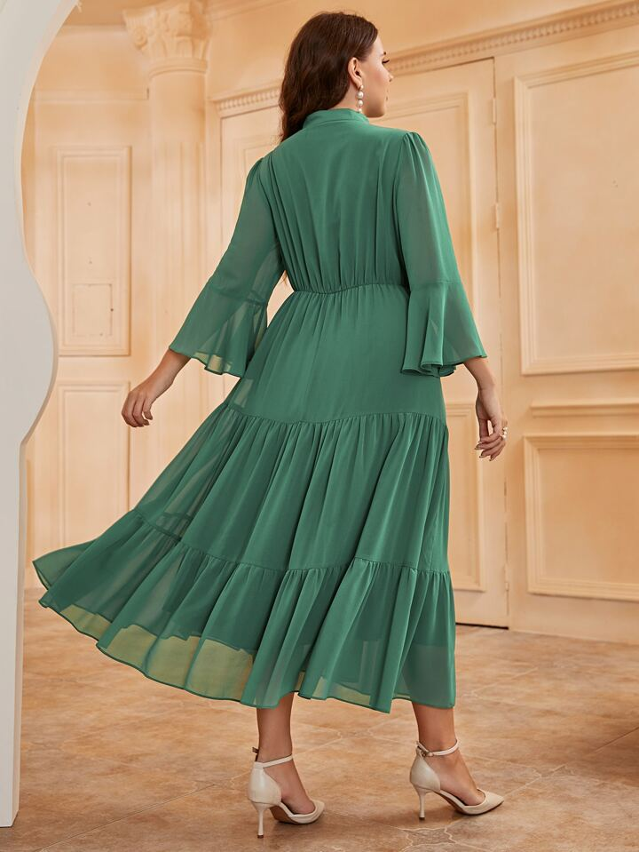 Blue printed cotton long-dresses - Divena - 3990760